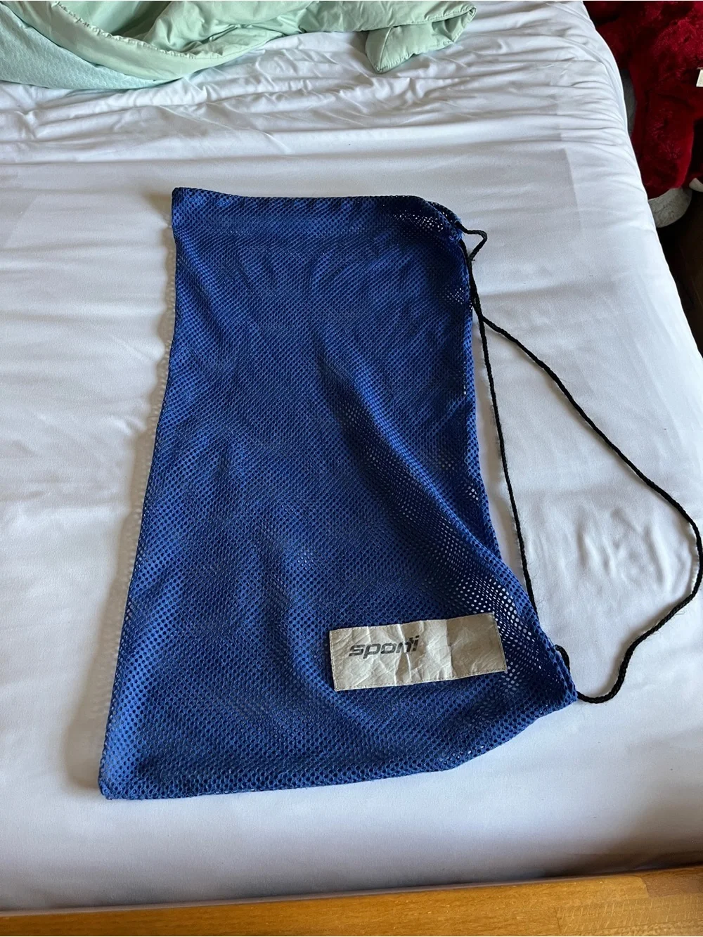 Sporti Blue Mesh Drawstring Swim Gear Bag Backpack 14x28 Wet/Dry Travel Sack